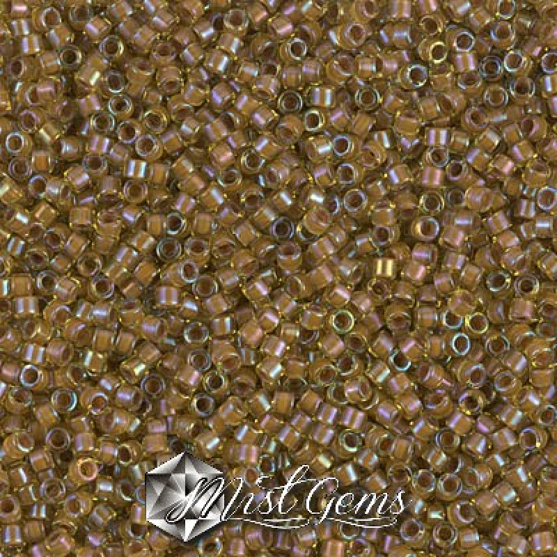 Delica 11/0 DB 1738 Cocoa Lined Chartreuse AB