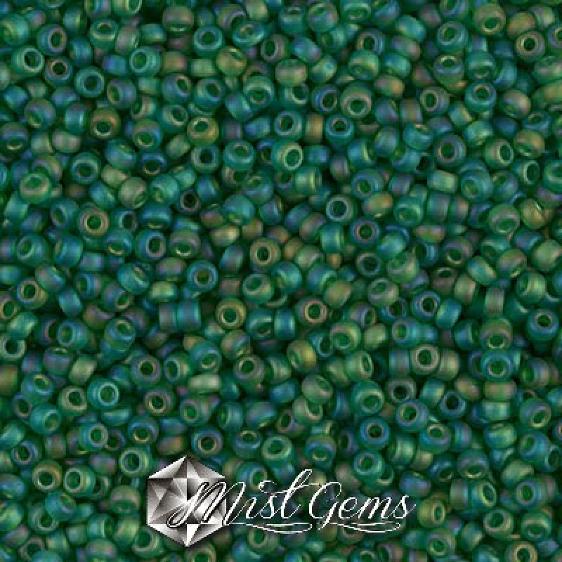 Miyuki Round Rocailles 11/0 RR-0146FR Matted Transparent Green AB