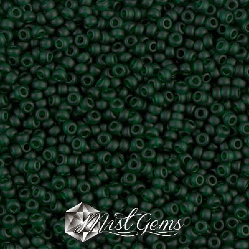 Miyuki Round Rocailles 11/0 RR-0156F Matted Transparent Dark Emerald