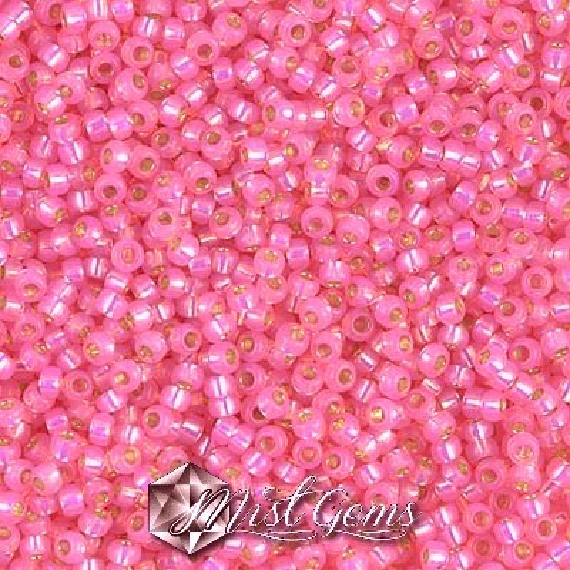Miyuki Round Rocailles 11/0 RR-0644 Silverlined Alabaster Dyed Hot Pink
