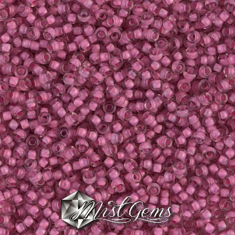 Miyuki Round Rocailles 11/0 RR-1931 Semifrosted Light Raspberry Lined Crystal
