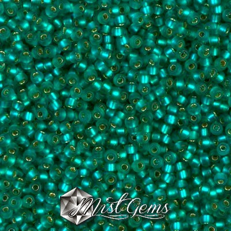 Miyuki Round Rocailles 11/0 RR-2425F Matte Silver Lined Teal
