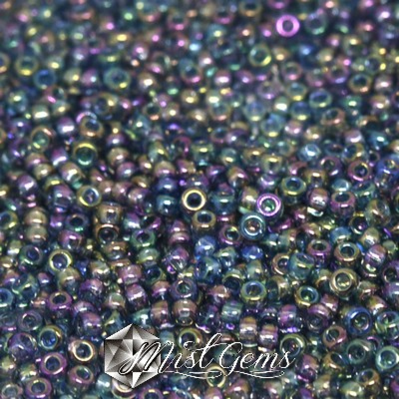Miyuki Round Rocailles 11/0 RR-2444 Transparent Blue Gray Rainbow Gold Luster