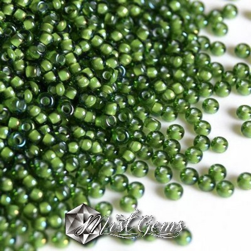 Miyuki Round Rocailles 11/0 RR-3764 Fancy Lined Chartreuse Green