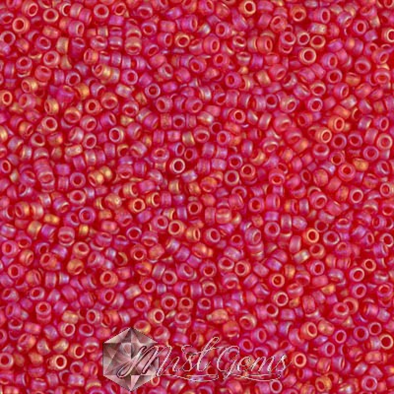 Miyuki Round Rocailles 140FR-15/0 RR 0140FR Matte Red Orange AB