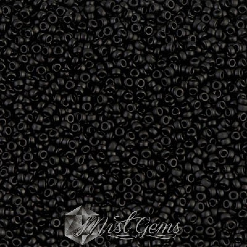 Miyuki Round Rocailles 401F-15/0 RR 0401F Black Matted