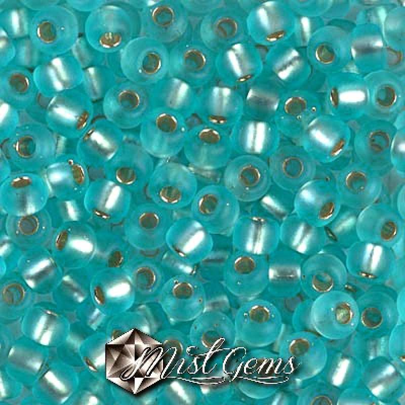 Miyuki Round Rocailles RR06/0-0018F Matte Silver Lined Aqua