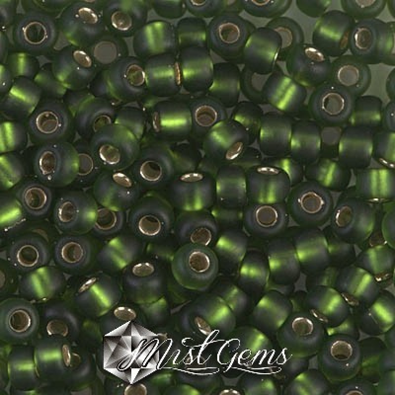 Miyuki Round Rocailles RR06/0-0026F Matte Silver Lined Olive