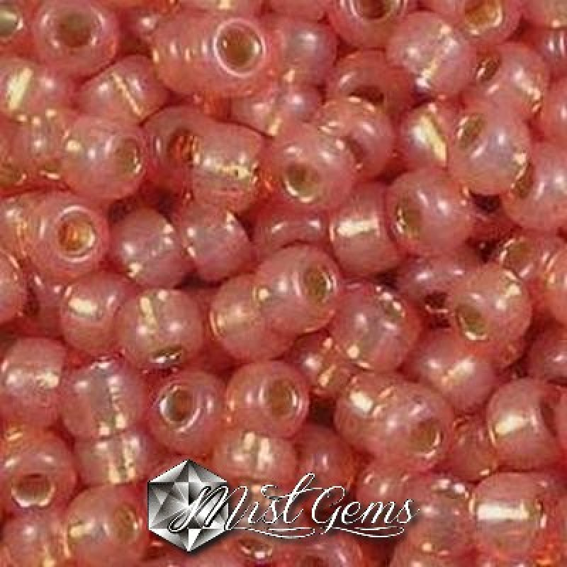 Miyuki Round Rocailles RR06/0-0553 Dark Peach Silver Lined Alabaster Dyed