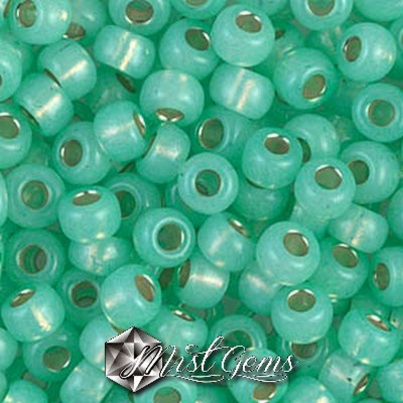 Miyuki Round Rocailles RR06/0-0571 Mint Green Silver Lined Alabaster Dyed
