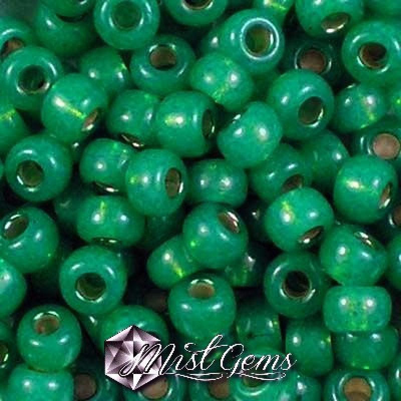 Miyuki Round Rocailles RR06/0-0646 Green Silver Lined Alabaster Dyed