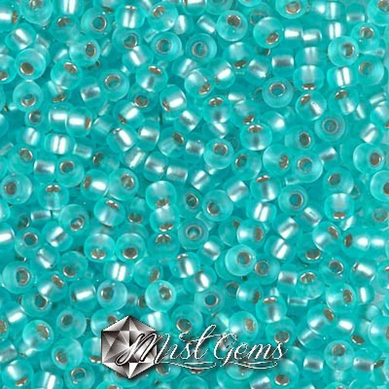 Miyuki Round Rocailles 8/0 RR 0018F Matte Silver Lined Aqua