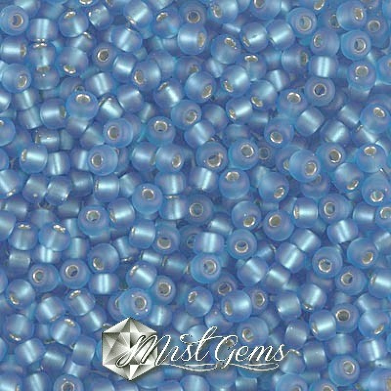 Miyuki Round Rocailles 8/0 RR 0019F Matte Silver Lined Sapphire