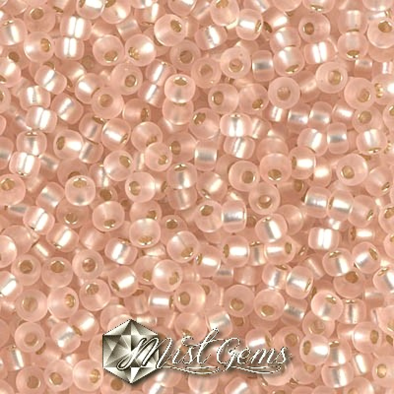 Miyuki Round Rocailles 8/0 RR 0023F Matte Silver Lined Light Blush