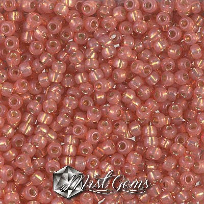 Miyuki Round Rocailles 8/0 RR 0553 Dyed Dark Peach Silver Lined Alabaster