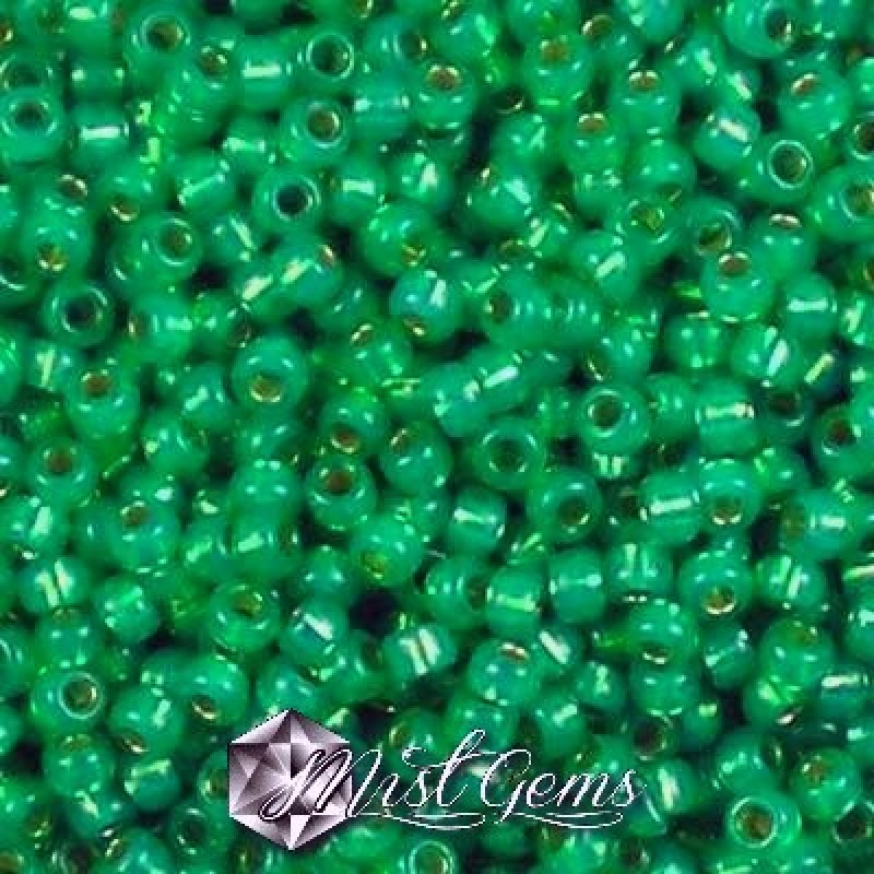Miyuki Round Rocailles 8/0 RR 0646 Dyed Green Silver Lined Alabaster