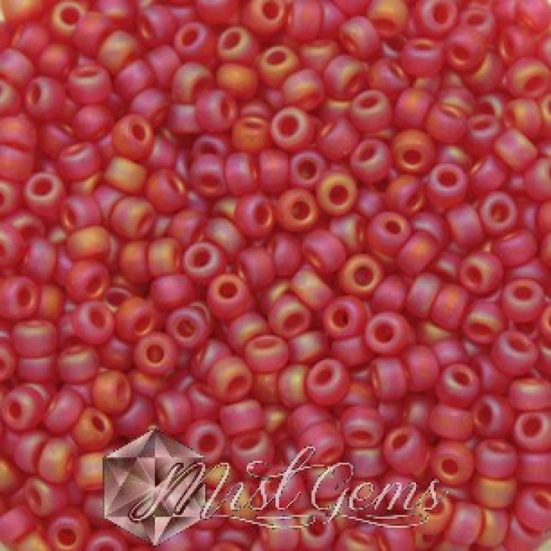 Miyuki Round Rocailles 8/0 RR 0140FR Matted Light Red AB