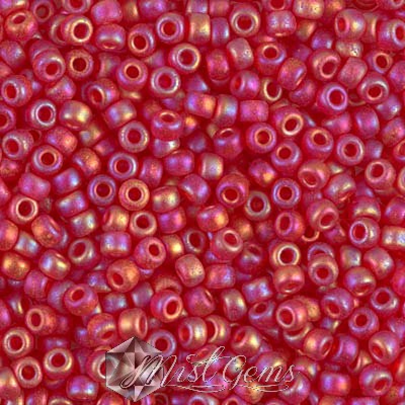 Miyuki Round Rocailles 8/0 RR 0141FR Matted Transparent Red AB