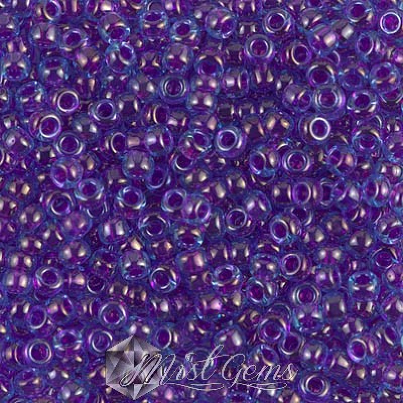 Miyuki Round Rocailles 8/0 RR 0352 Fuchsia Lined Aqua Luster