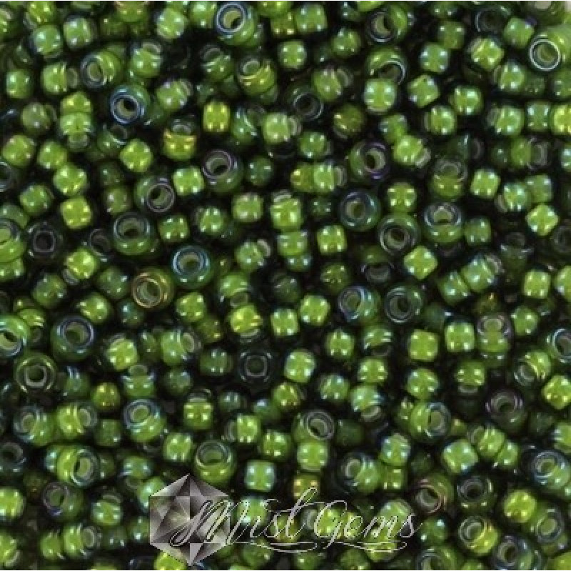 Miyuki Round Rocailles 8/0 RR 3764 Fancy Lined Soft Chartreuse Green