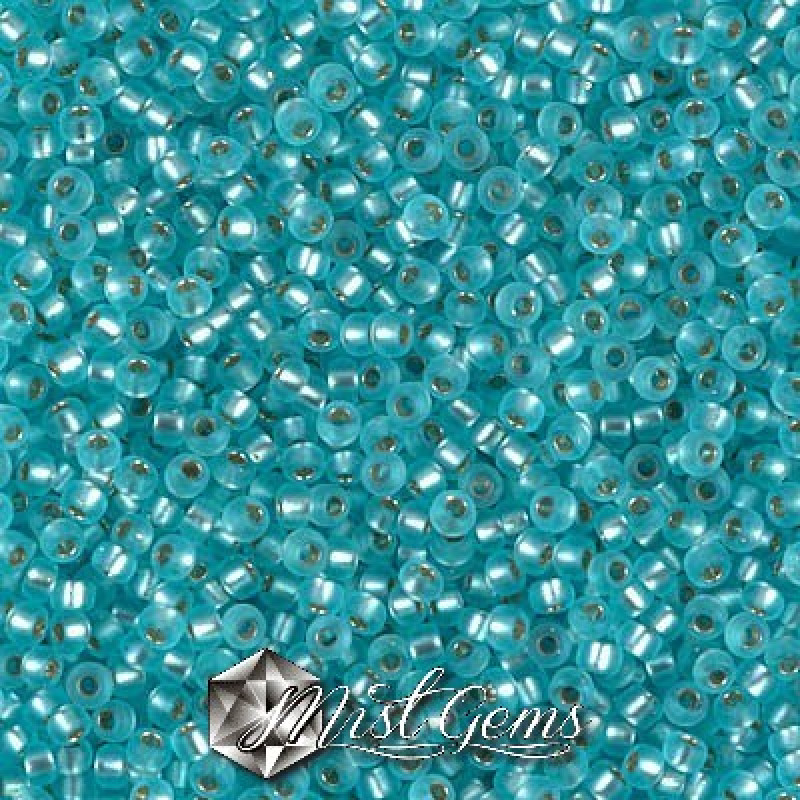 Miyuki Round Rocailles 11/0 RR-0018F Matte Silver Lined Aqua