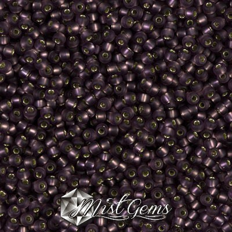 Miyuki Round Rocailles 11/0 RR-0024F  Matte Silver Lined Amethyst