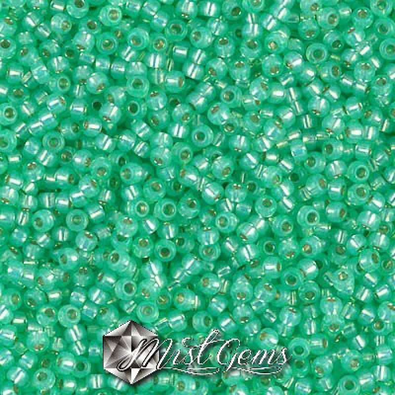 Miyuki Round Rocailles 11/0 RR-0571 Silver-Lined Dyed Mint Green Alabaster