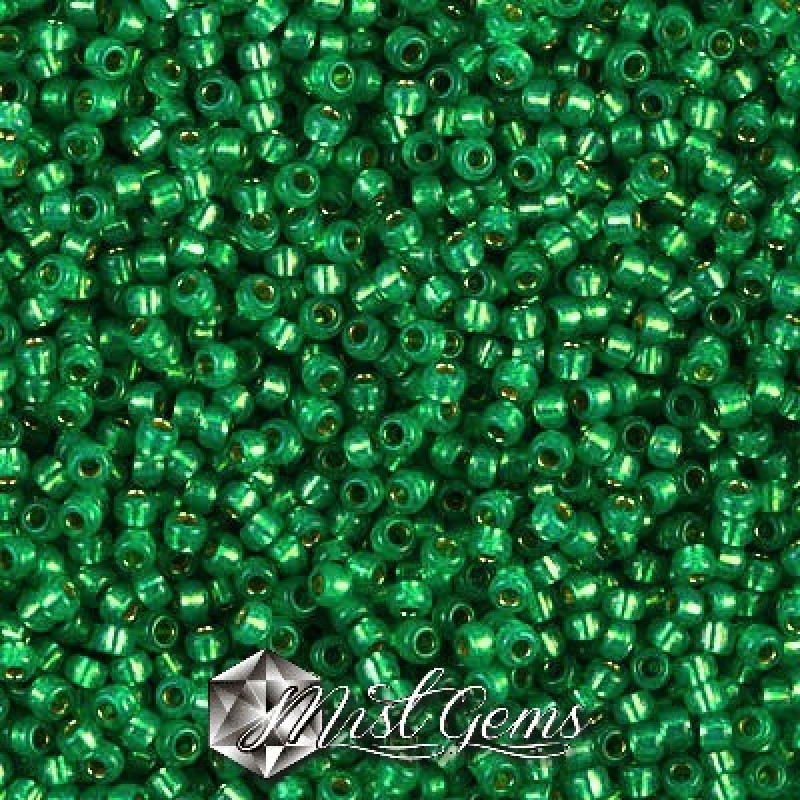 Miyuki Round Rocailles 11/0 RR-0646  Silver Lined Dyed Green
