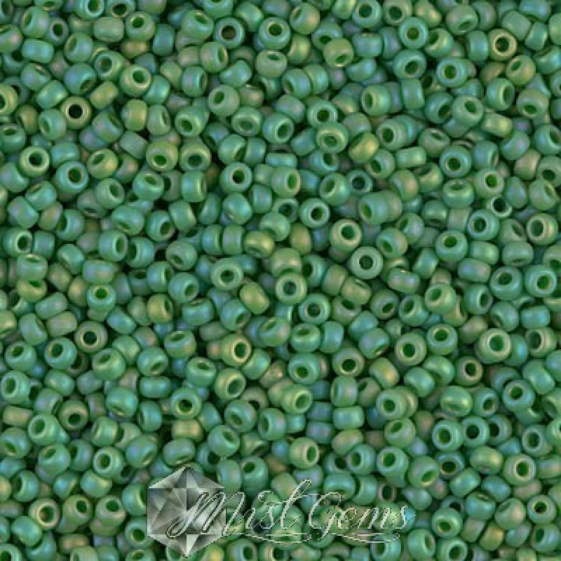 Miyuki Round Rocailles 11/0 RR-0411FR Matted Opaque Green AB