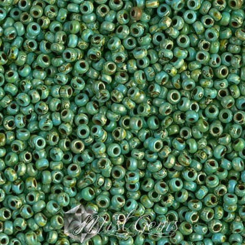 Miyuki Round Rocailles 11/0 RR-4514 Opaque Picasso Turquoise Blue