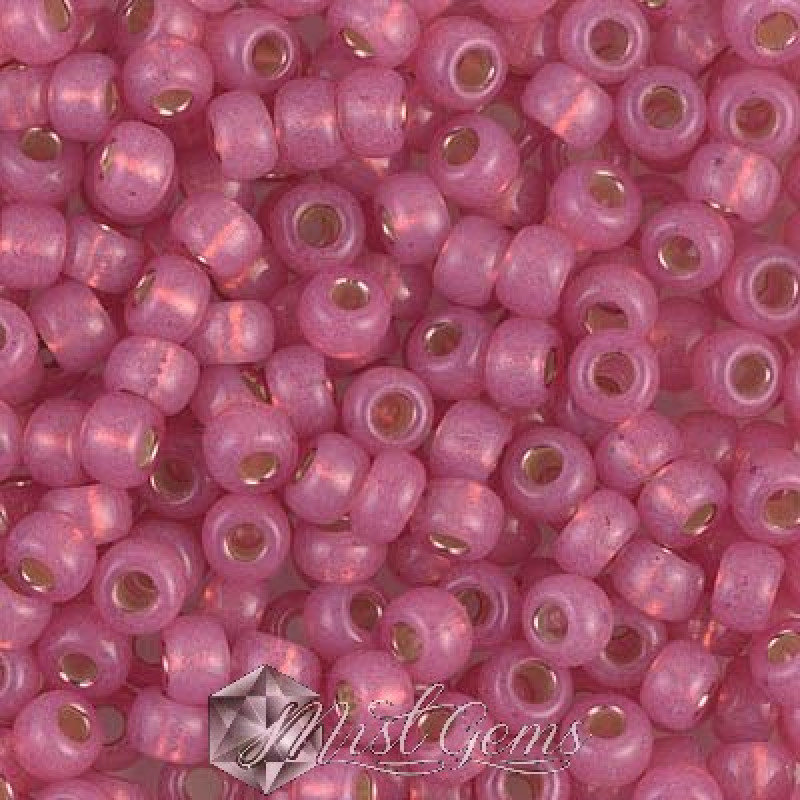 Miyuki Round Rocailles RR06/0-0645 Dyed Dark Rose Silver-Lined Alabaster
