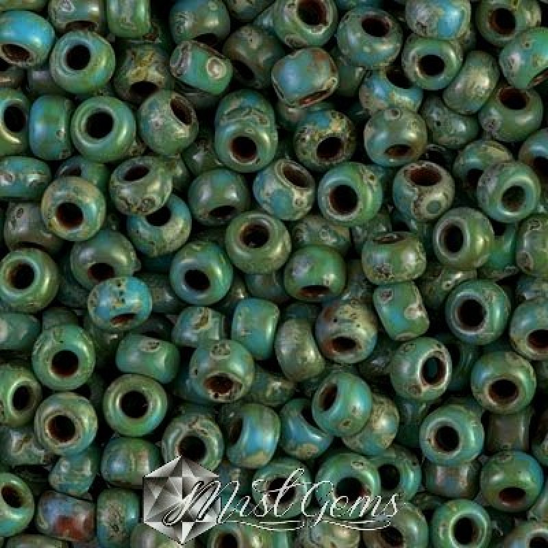 Miyuki Round Rocailles RR06/0-4514 Picasso Opaque Seafoam Green