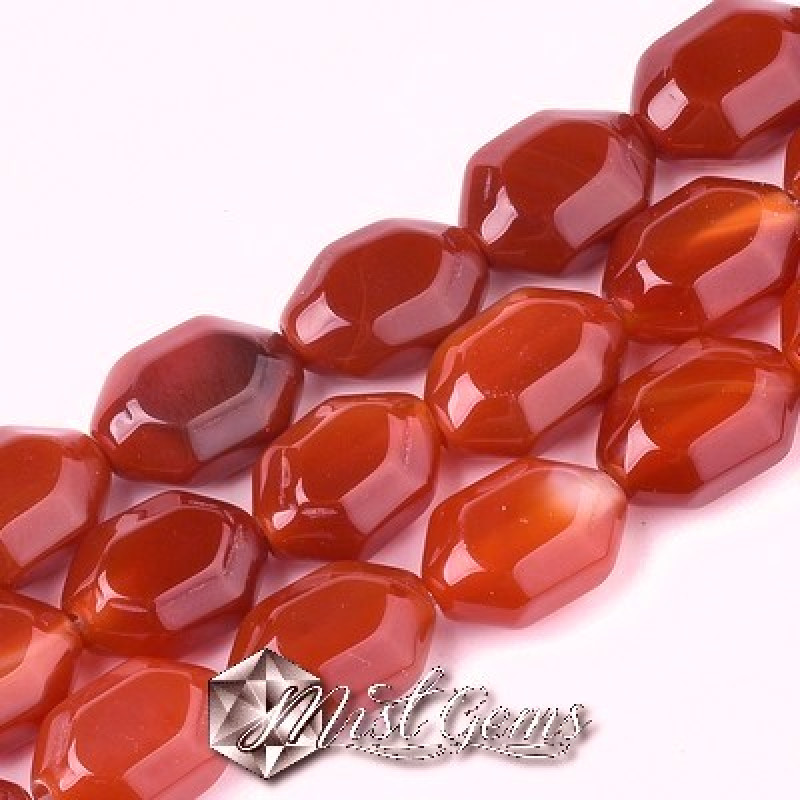 Carneol octogonal fatetat maro-roscat 18X12mm-10 buc