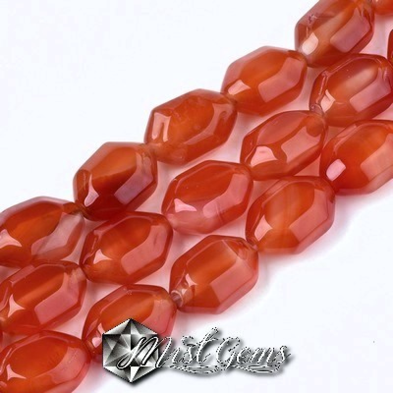 Carneol octogonal fatetat topaz-maro roscat 18X12mm-1buc