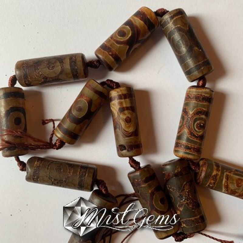 Agate DZI columna cu 3 ochi 