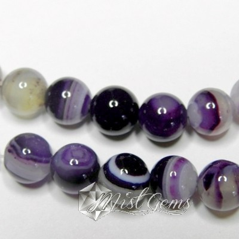 Agate Sfere Striped Mov 6mm-10 buc