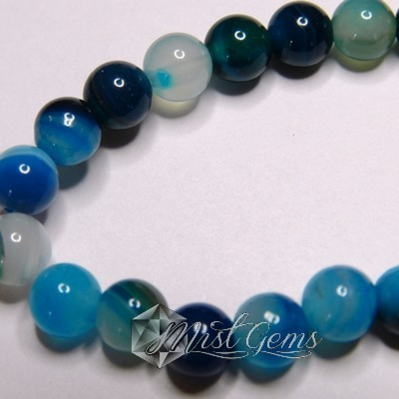 Agate sfere striped albastre 6mm-10buc