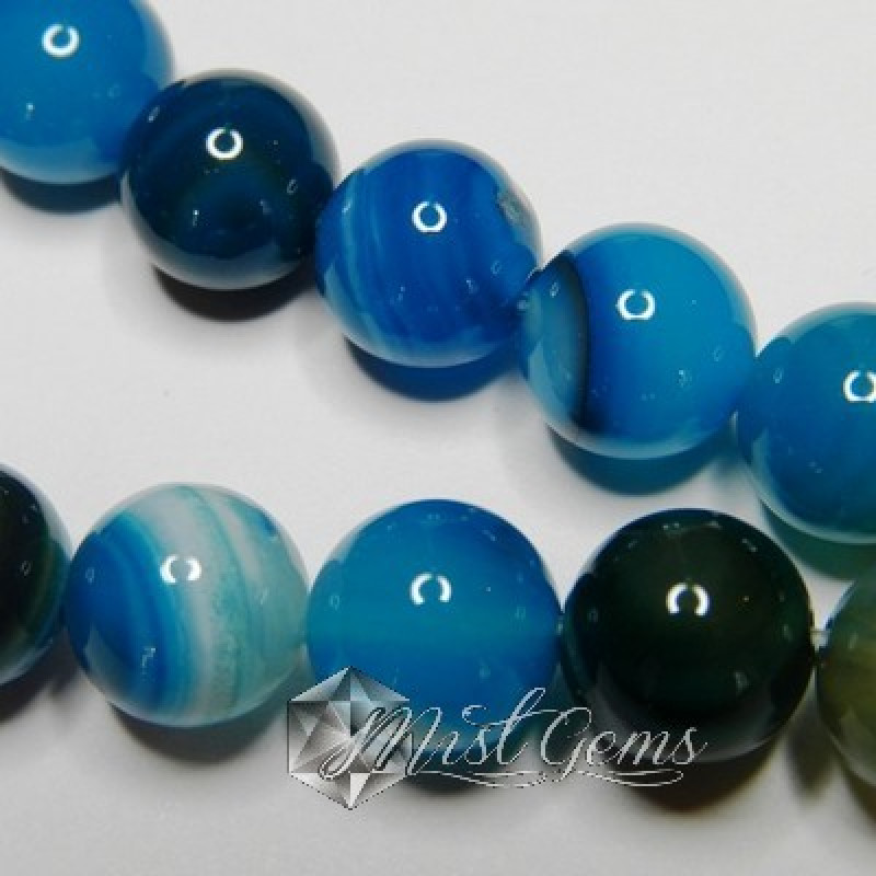 Agate sfere striped albastre 10mm-10 buc