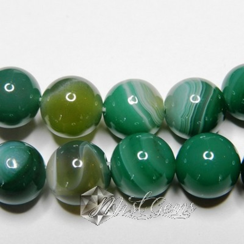 Agate Sfere Striped Verzi 10mm-10 buc