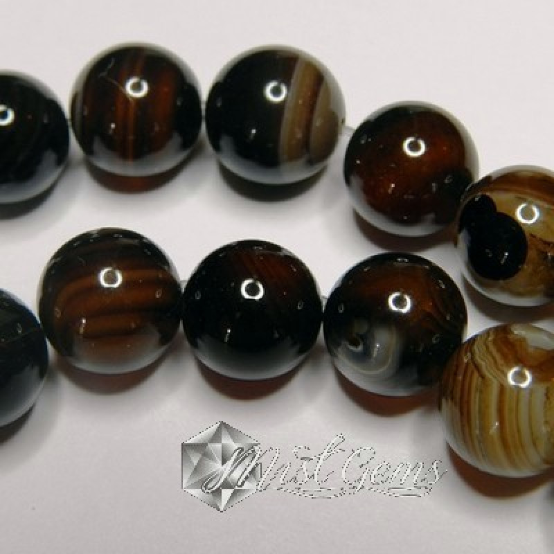 Agate Sfere Striped Maro 10mm-10 buc