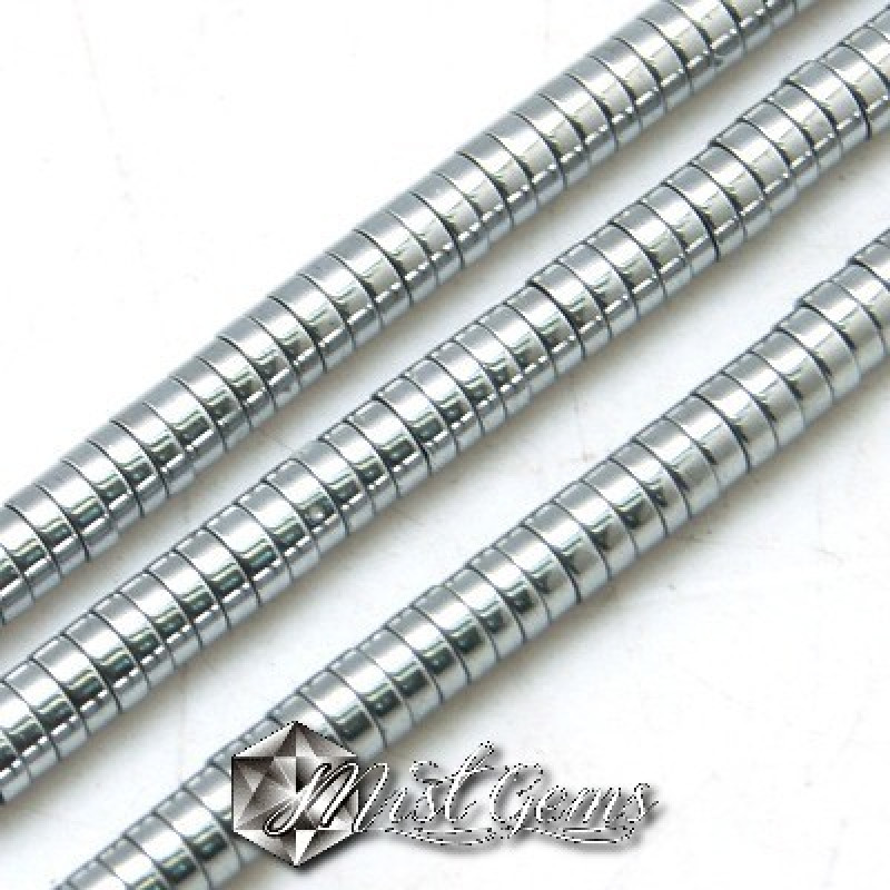 Hematit disc,heishi, culoare argintiu -6X2mm-20 buc