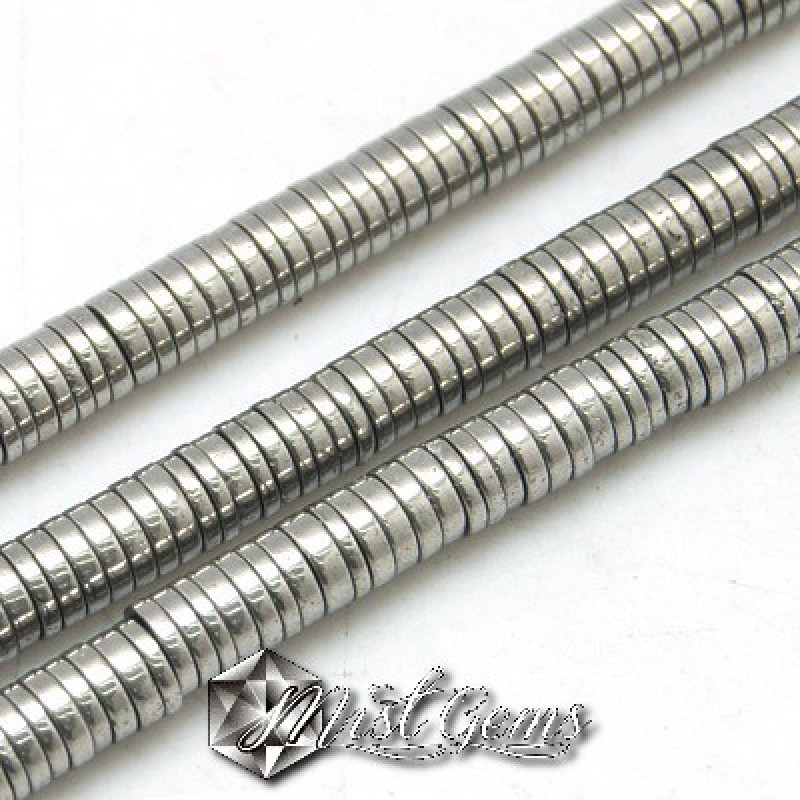 Hematit disc ,heishi,culoare argintiu nichel -3X1mm-50 buc