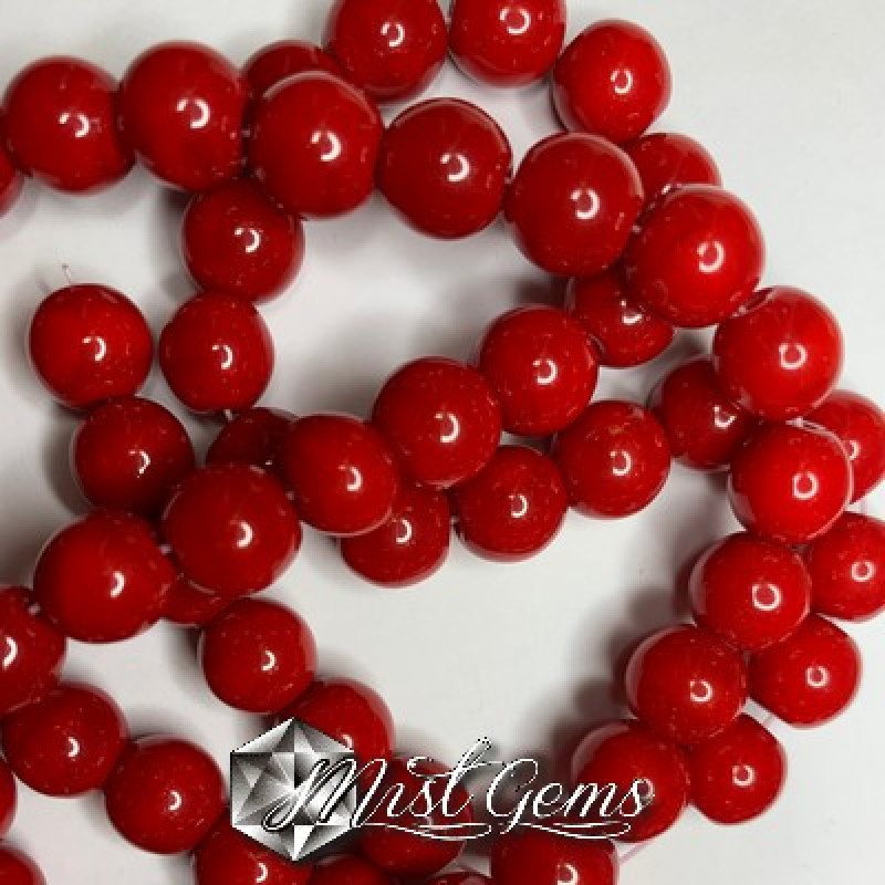 Coral Bamboo sfere rosu 4-5mm-20 Buc