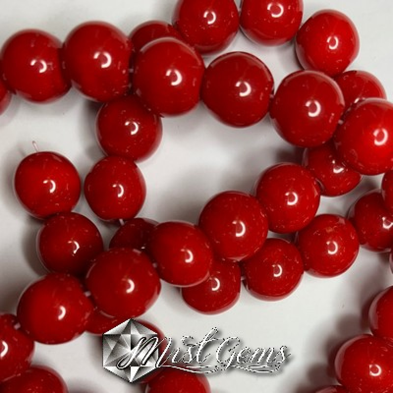 Coral Bamboo sfere rosu 6mm-10 Buc