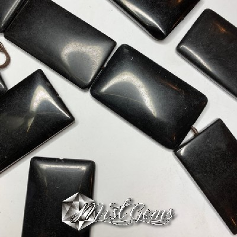 Agate dreptunghi negru semimat 43X28mm -1 buc.