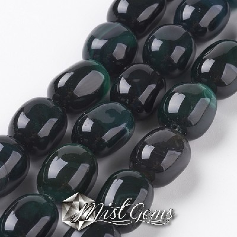 Agate  Drum Striped Verde 14X11mm-4buc