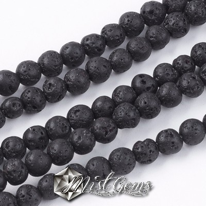 Lava sfere 4-4,5mm negre -10 buc