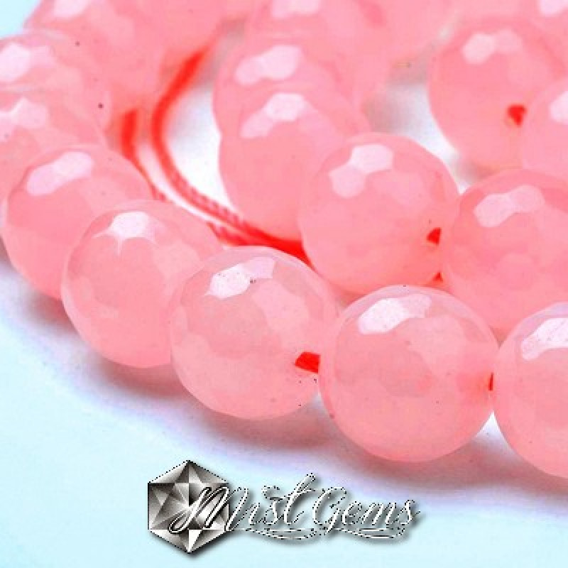 Jad Malaysian sfere fatetat roz quart 8mm -10 buc