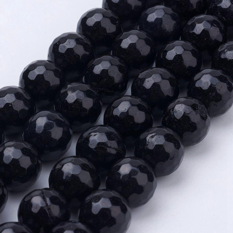 Jad Malaysian sfere fatetat negru 8mm -10 buc