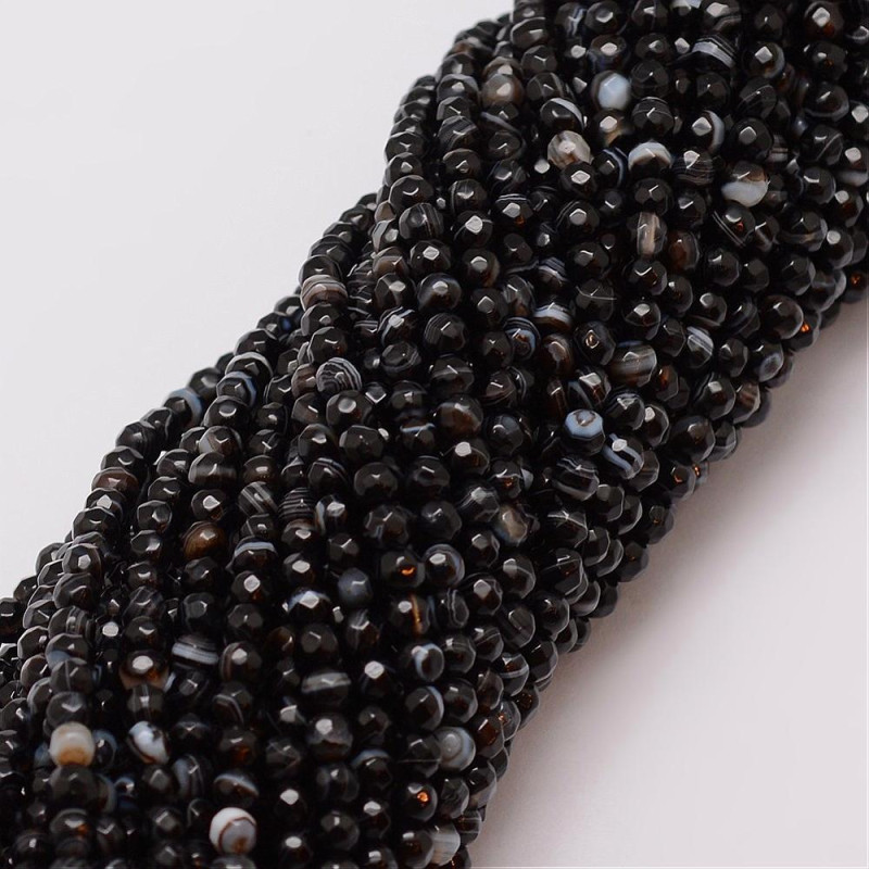 Agate sfere fatetate negre 4 mm -20 buc